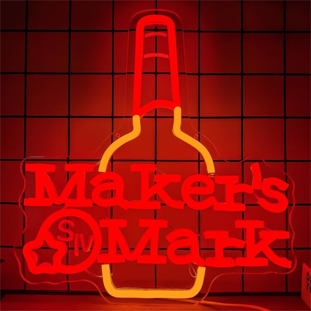 Makesr Mark whiskey Neon Sign for Bar Pub Man Cave and Party Bright Led Light